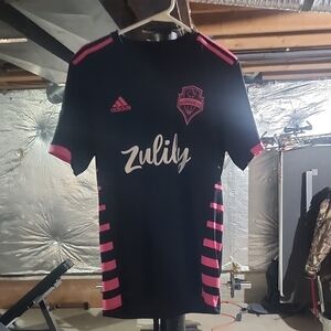 Adidas Black and Pink Men's Jersey